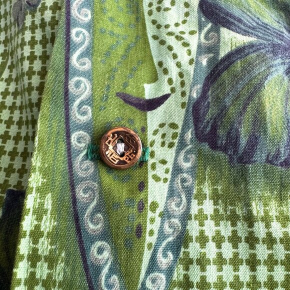 Vtg Hawaiian Shirt Mens L Floral Surf Hibiscus Green Short Sleeve Made in Hawaii - Picture 3 of 5